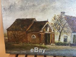 Table Old Oil On Canvas Signed Hector Van Meer (early Twentieth-s) Bourg
