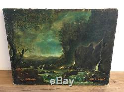 Table Old Oil On Canvas Signed Roland Oudot (1897-1981) River Landscape