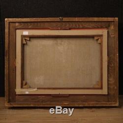 Table Old Oil Painting On Canvas Landscape Signed With Gilt Frame 800