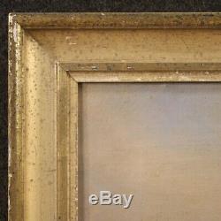 Table Old Oil Painting With Landscape Marine Old Style Frame