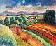 Table Old Painting Oil On Canvas Expressionist Landscape, Southern France