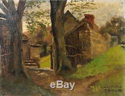 Table Old Painting Oil On Canvas Landscape Signed Xix, Barbizon 1880