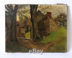 Table Old Painting Oil On Canvas Landscape Signed Xix, Barbizon 1880