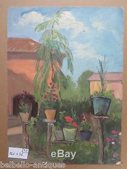 Table Old Painting Oil On Table View Landscape Campaign Original P3