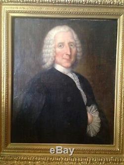Table Old XVIII Portrait Man With The Wig Oil On Canvas Late 18th