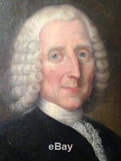 Table Old XVIII Portrait Man With The Wig Oil On Canvas Late 18th