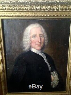 Table Old XVIII Portrait Man With The Wig Oil On Canvas Late 18th