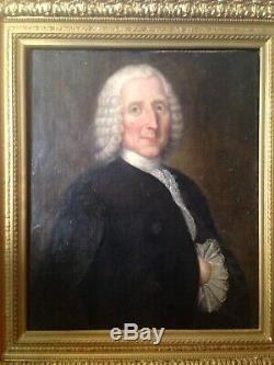 Table Old XVIII Portrait Man With The Wig Oil On Canvas Late 18th