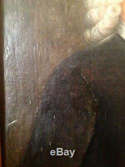 Table Old XVIII Portrait Man With The Wig Oil On Canvas Late 18th