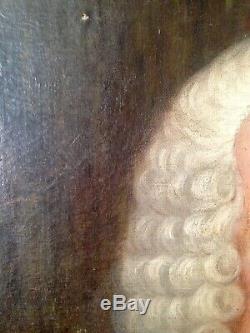 Table Old XVIII Portrait Man With The Wig Oil On Canvas Late 18th