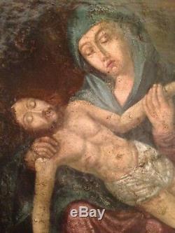 Table Seventeenth Century Religious Pieta Oil On Canvas 17th