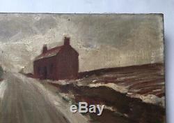 Table Signed Former Fournier, Oil On Canvas, Snowy Landscape, Early Twentieth