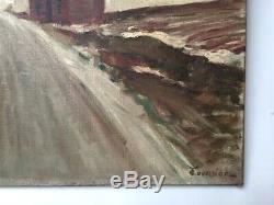 Table Signed Former Fournier, Oil On Canvas, Snowy Landscape, Early Twentieth