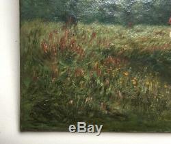 Table Signed Former Vogt, Oil Painting, Impressionist Landscape, Nineteenth