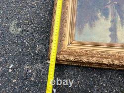 Table XIX Old Oil on Panel Underwood Landscape signed Leroy Frame