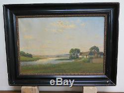 Table XIX Old Second Painting Oil On Canvas Landscape Denmark R93