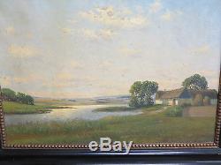 Table XIX Old Second Painting Oil On Canvas Landscape Denmark R93