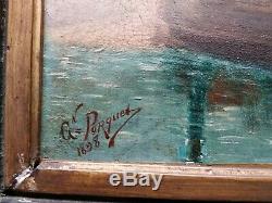 Table XIX Th Former Dutch Marine Oil On Canvas Sign Porquet 1898