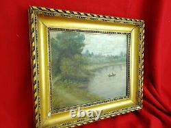 Tableau, Ancient, Oil on Cardboard, signed Marie, Painting, with Frame