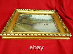 Tableau, Ancient, Oil on Cardboard, signed Marie, Painting, with Frame