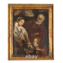 The Holy Family Old Painting Oil on Panel 16th-17th Century Original