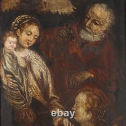 The Holy Family Old Painting Oil on Panel 16th-17th Century Original
