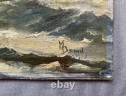 The Little Fisherman, Oil on Canvas Signed M. Durand 1932, Antique Painting, 20th Century