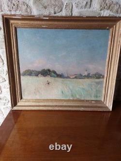 The Old Reaper, Antique Oil on Canvas, Signed Cauvin