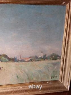 The Old Reaper, Antique Oil on Canvas, Signed Cauvin