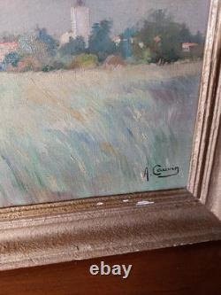 The Old Reaper, Antique Oil on Canvas, Signed Cauvin