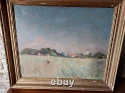 The Old Reaper, Antique Oil on Canvas, Signed Cauvin