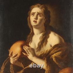The Penitent Mary Magdalene Old Painting Oil on Canvas 18th Century Original