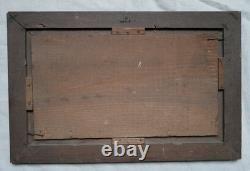 The Three Musketeers, oil on panel, signed, antique painting, 19th century