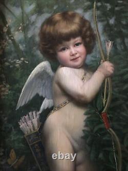 The angel Henry Léon Jacquet (1856-1924) Superb large oil on antique canvas