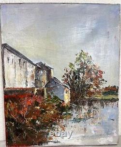 Translate this title in English: 'Old 20th Century Oil Painting on Canvas Serenity by Boudais'
