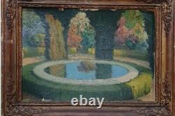 Translation: Ancient Tableau Garden Fountain, oil on panel.