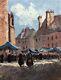 Translation: "ancient Tableau, Market In Brittany, Oil On Canvas Board, Painting, Early 20th Century"