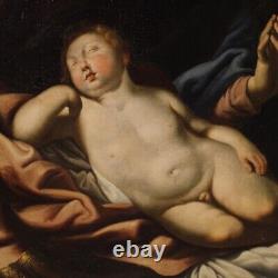 Translation: Ancient religious oil painting on canvas Virgin and Child 17th century
