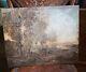Translation: Old 19th Century Oil Painting On Mahogany Barbizon Landscape Unsigned