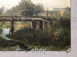 Translation: 'Old Signed Painting, Young Fisherman in Saint Gratien, Oil on Cardboard, 19th Century'