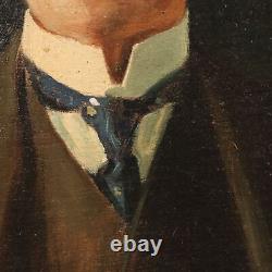 Translation: Old Tableau Italy '900 Male Portrait Oil on Canvas