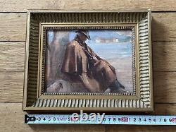 Translation: Old framed tableau, oil on double-sided panel by the painters Paupion (L18)