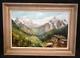 Translation: "old Oil Painting Of Mountain Landscape In Contamines Haute Savoie Signed Xxth Century"