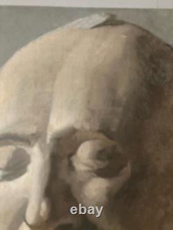 Very Beautiful Ancient Painting Oil on Paper Death Mask Head Richelieu Art