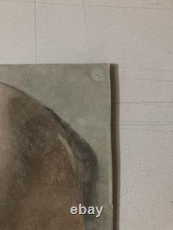 Very Beautiful Ancient Painting Oil on Paper Death Mask Head Richelieu Art