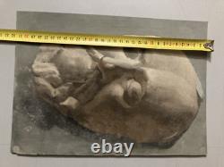 Very Beautiful Ancient Painting Oil on Paper Death Mask Head Richelieu Art