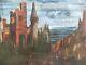 Very Beautiful Castle Oil Painting On Canvas 18th Century Medieval Ancient Sea Landscape