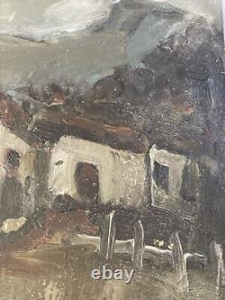 Very Beautiful Expressionist Painting on Cardboard 1900 Village to Identify Old
