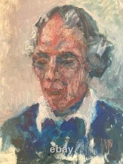 Very Beautiful Oil Painting on Wood Panel Man Portrait 1960 Antique Signed Art
