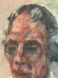 Very Beautiful Oil Painting on Wood Panel Man Portrait 1960 Antique Signed Art